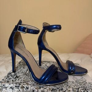 Kenneth Cole Metallic Blue Ankle Strap Heels